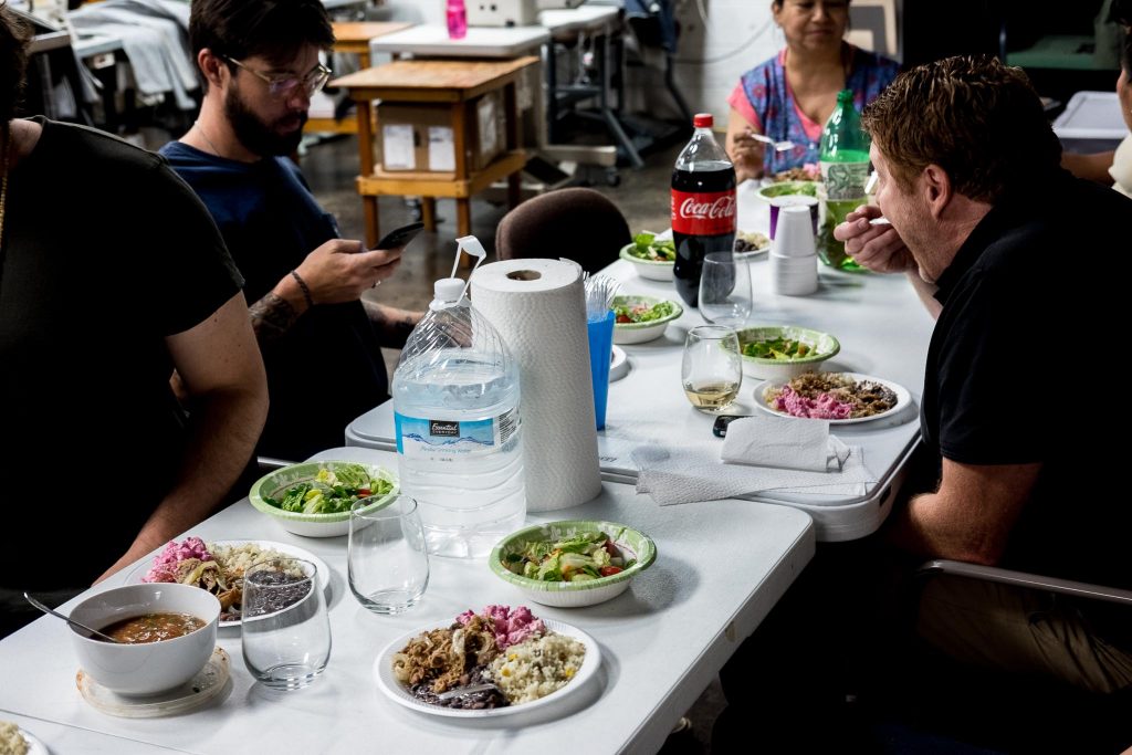 Shockoe Atelier Friday potluck food with employees.