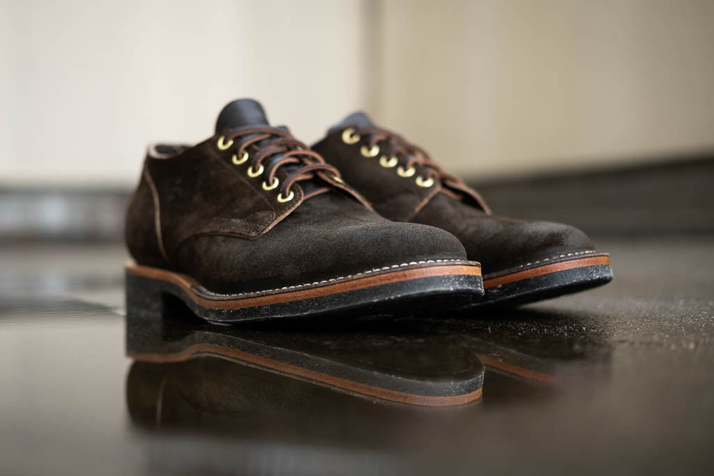 Viberg for Withered Fig - Mushroom Chamois Roughout 145 Oxford 