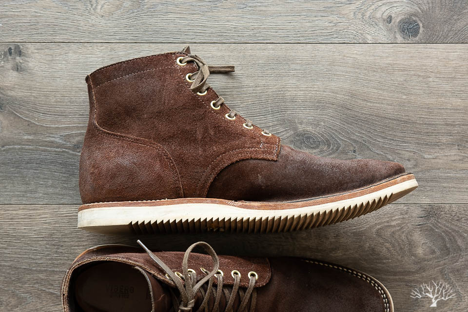 viberg tobacco chamois roughout service boot with mini ripple