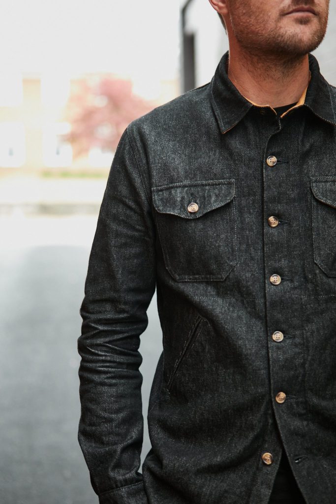 dehen for withered fig black denim crissman overshirt