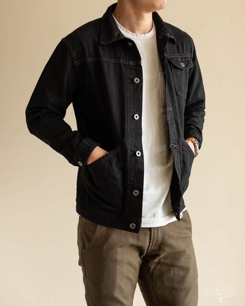 3sixteen for withered fig overdyed black indigo nep ranch jacket