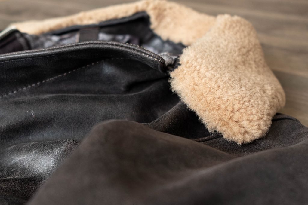 schott for 3sixteen a2 flight jacket sheepskin collar