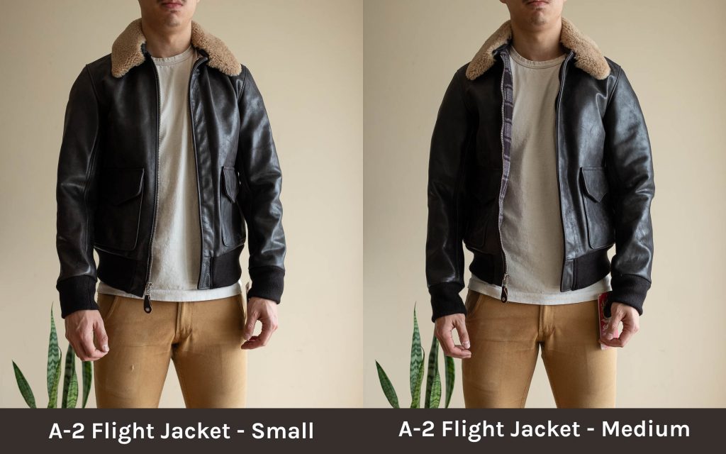 schott for 3sixteen a-2 flight jacket sizing