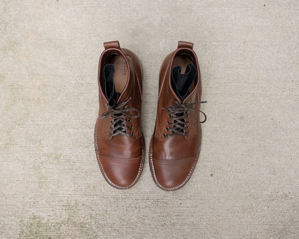 Viberg for Withered Fig Brown Waxed Flesh Horsebutt Bobcat Boot