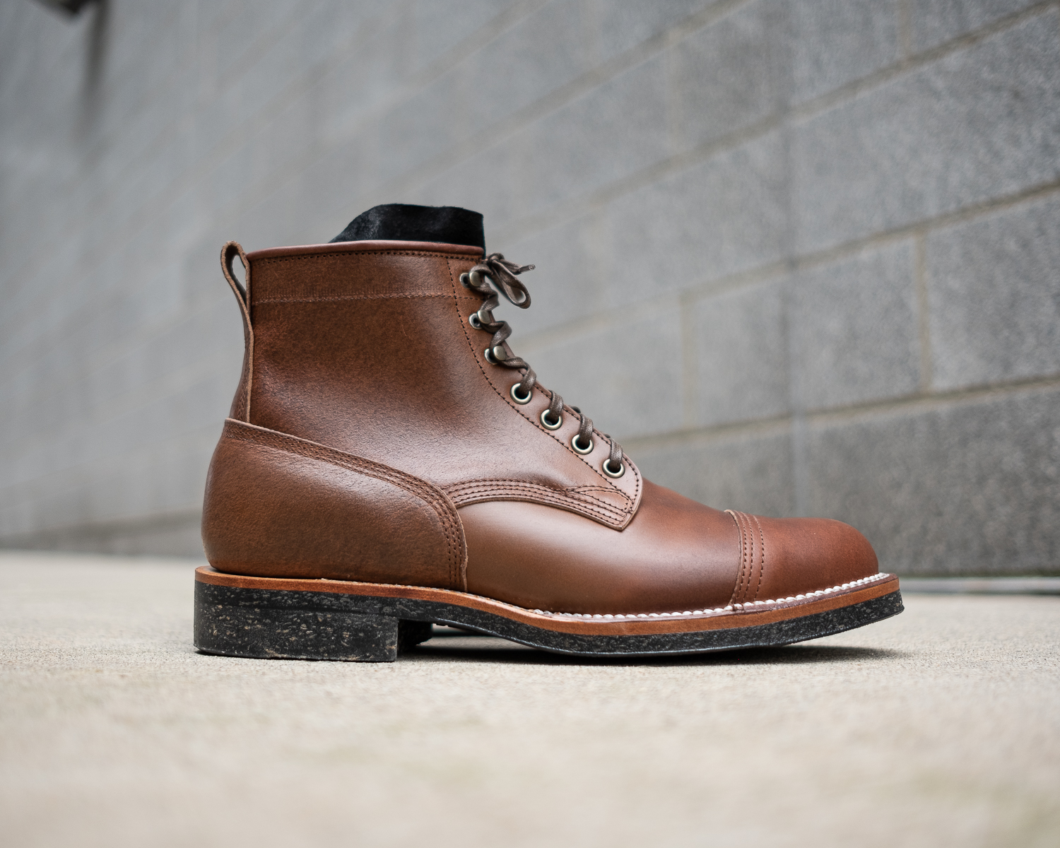 Viberg for Withered Fig Brown Waxed Flesh Horsebutt Bobcat Boot