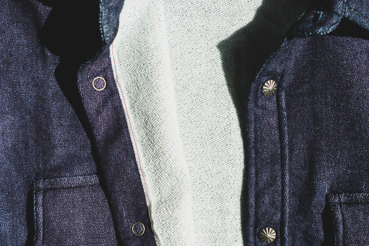 3sixteen Indigo Knit Crosscut Flannel Fleece