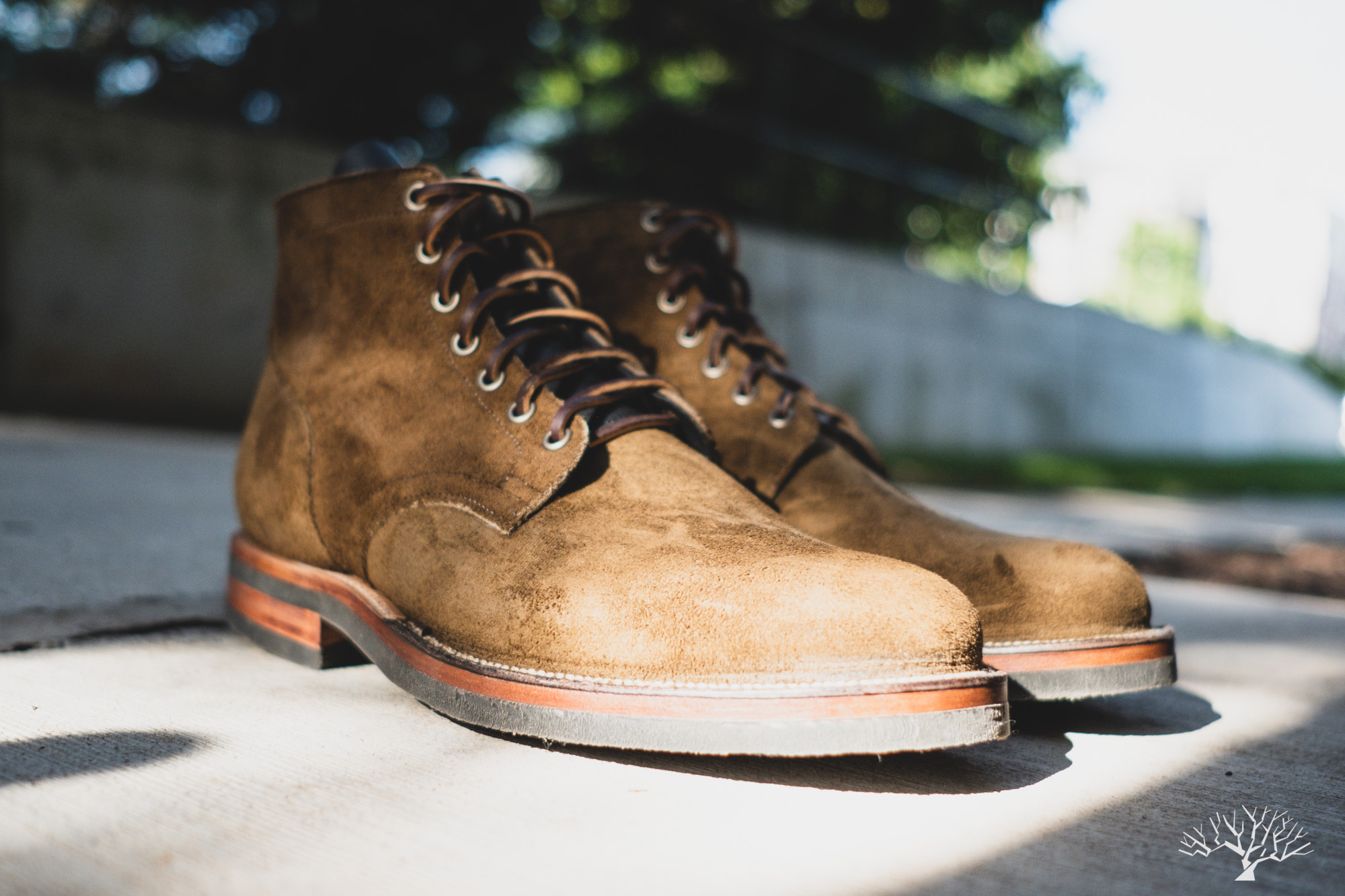 Viberg Mushroom Chamois Roughout Service Boot with Lactae Hevea Sole