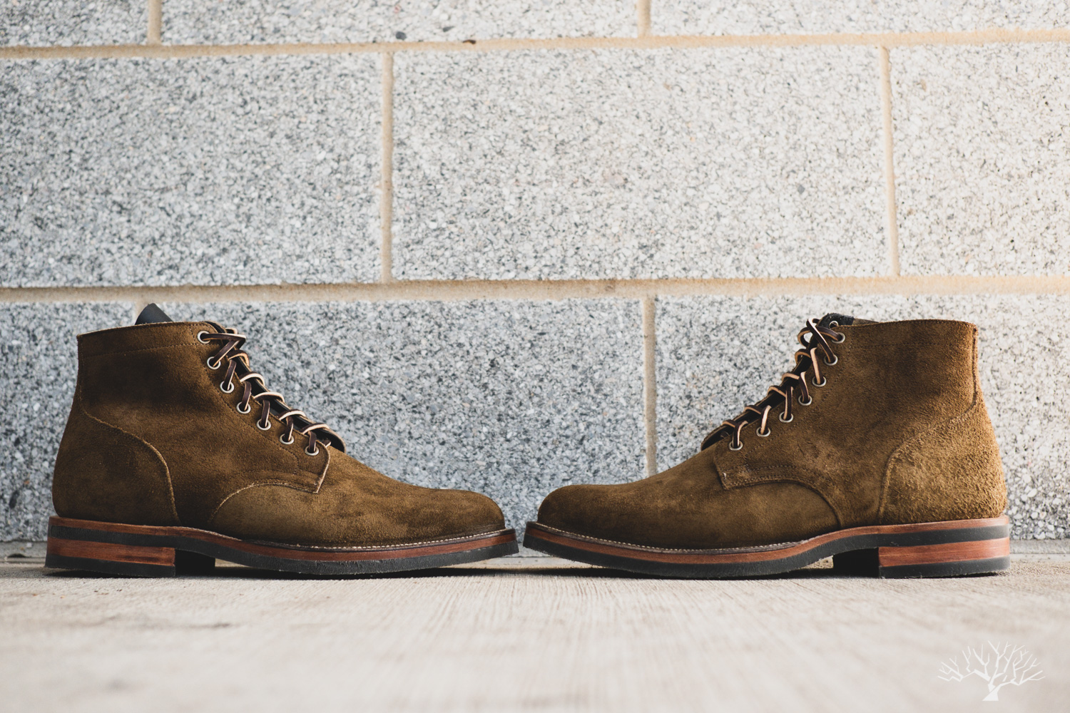 Viberg Mushroom Chamois Roughout Service Boot with Lactae Hevea Sole