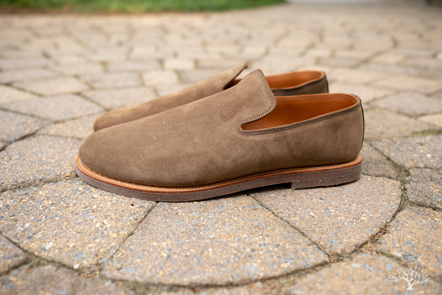 Viberg Zabri Antelope Calf Suede Slipper with Lactae Hevea Sole