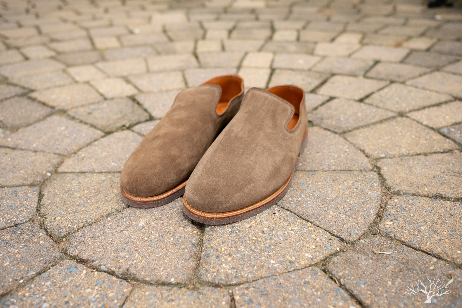 Viberg Zabri Antelope Calf Suede Slipper with Lactae Hevea Sole