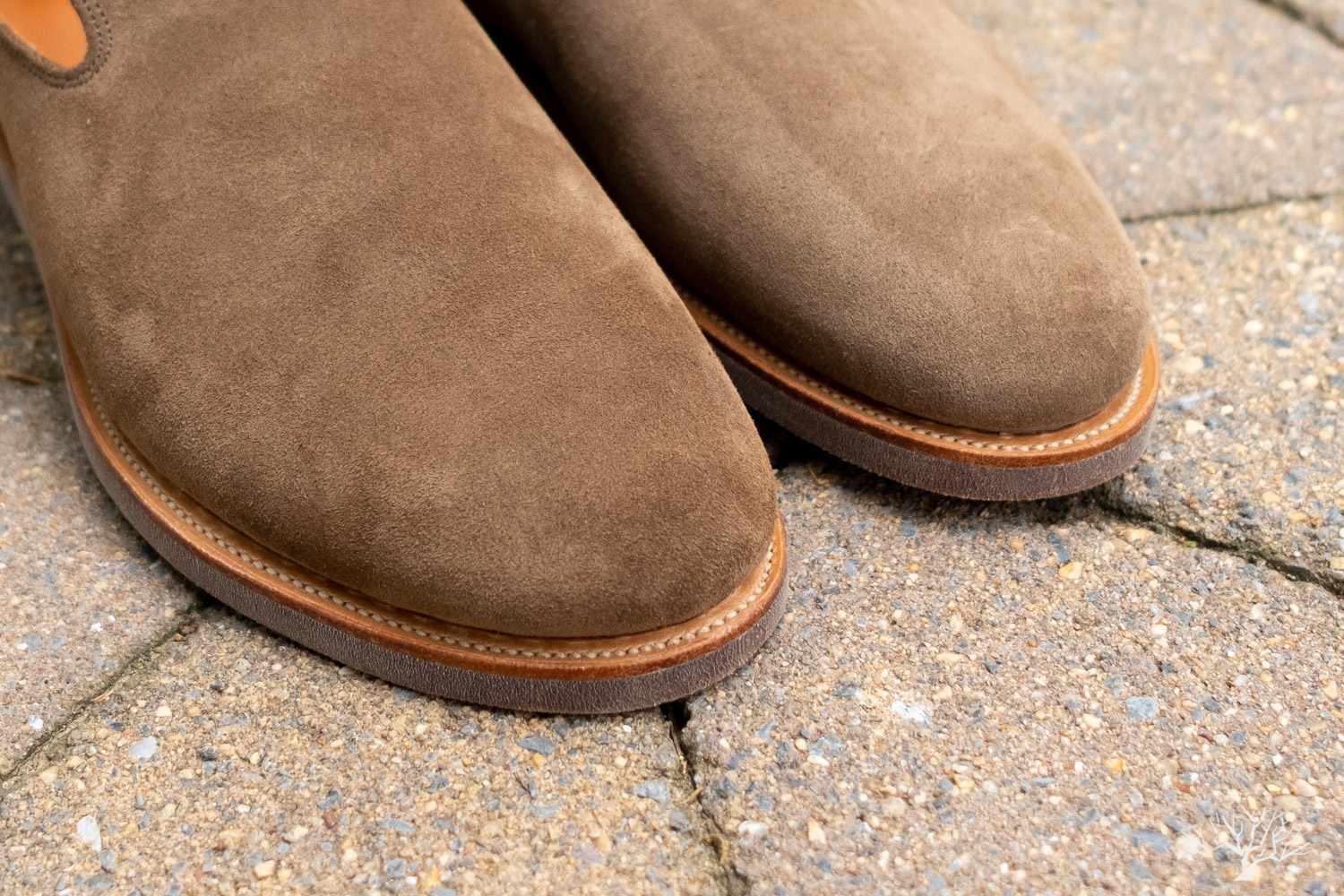 Viberg Zabri Antelope Calf Suede Slipper with Lactae Hevea Sole