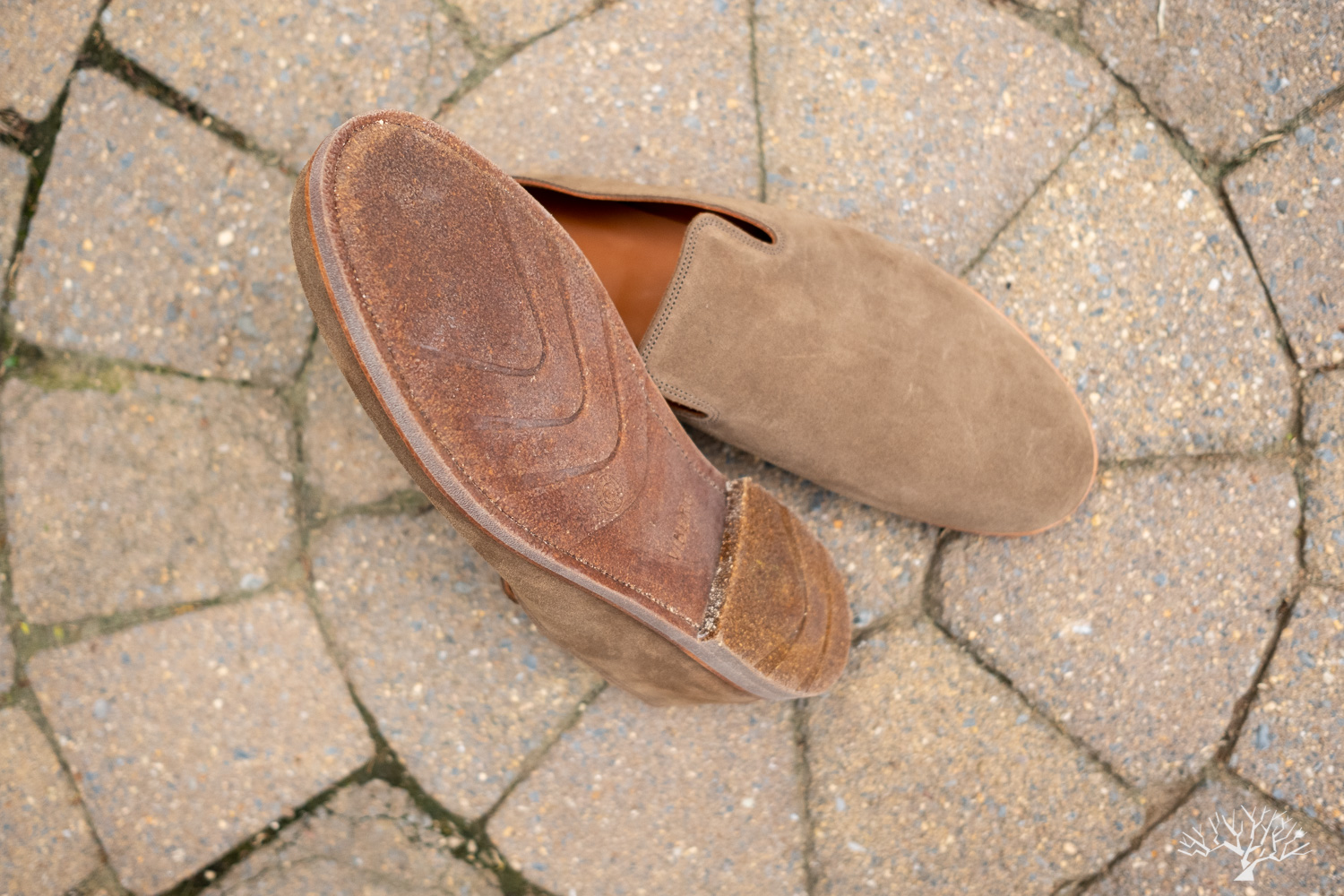 Viberg Zabri Antelope Calf Suede Slipper with Lactae Hevea Sole