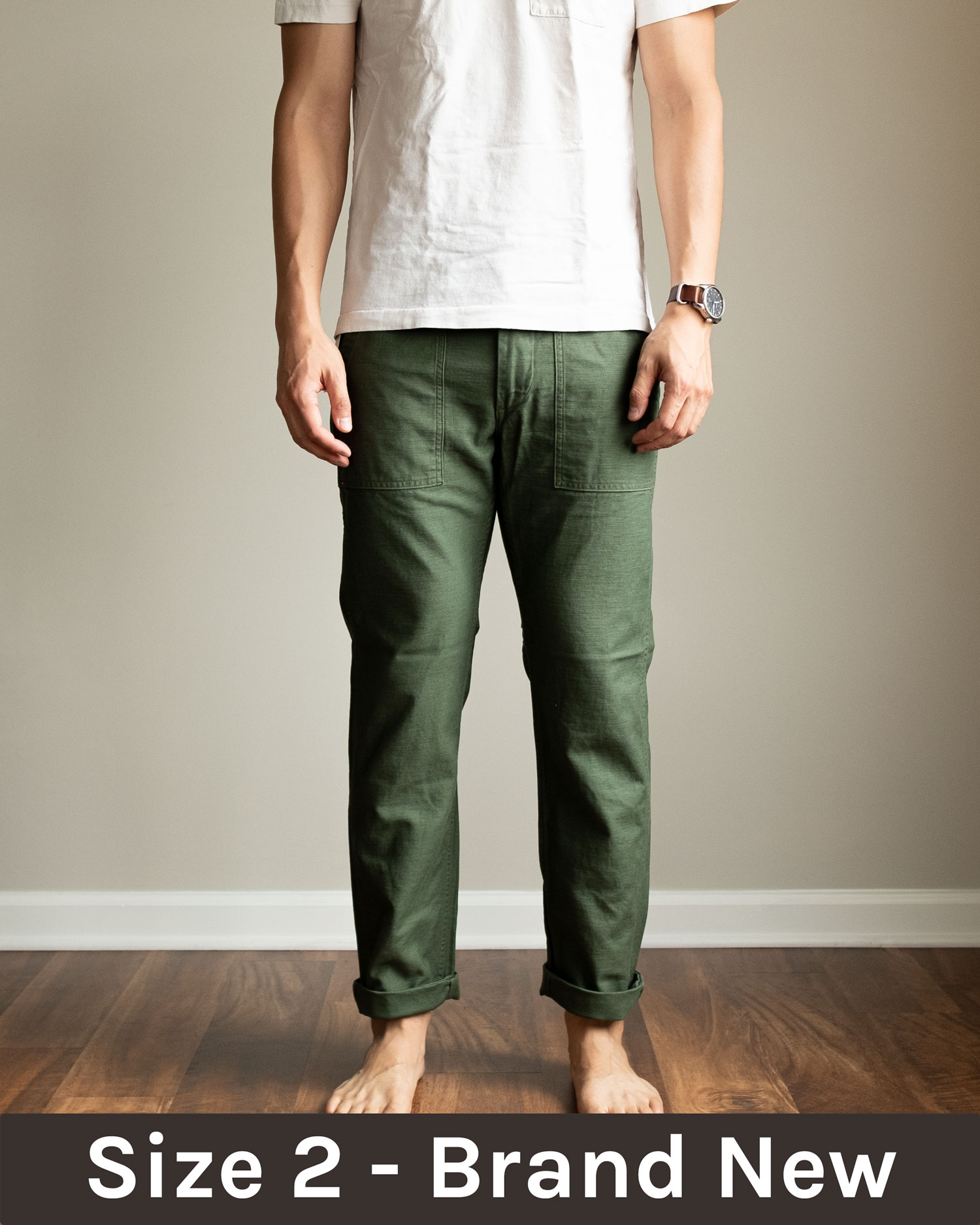 orslow slim fit fatigue pants with plain tee