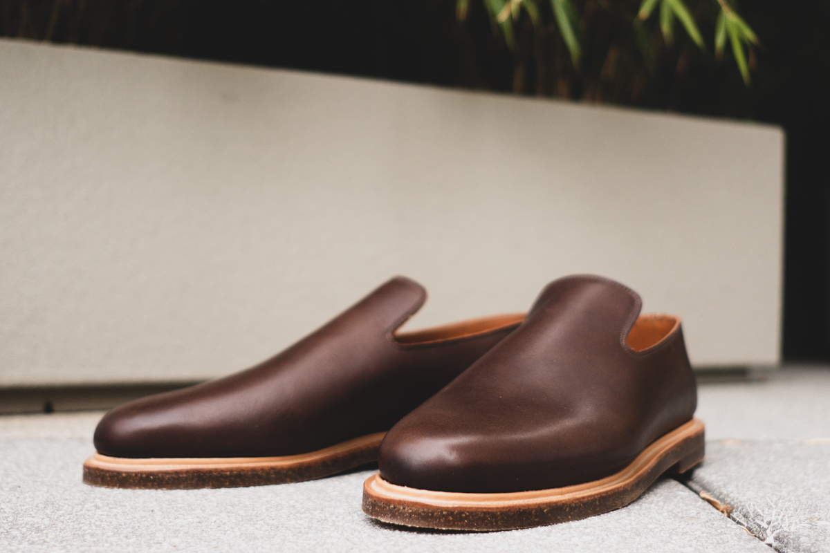 Viberg Slippers Brown Oiled Calf Lactae Hevea Sole