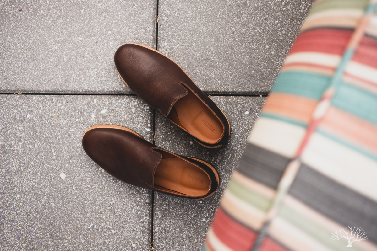 Viberg Slipper - Brown Oiled Calf on Lactae Hevea Sole - Withered Fig