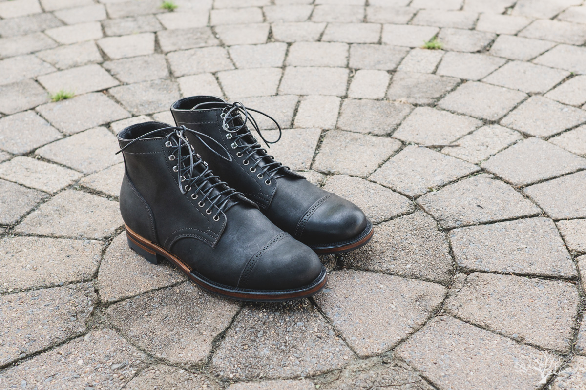 Viberg Service Boot - Black Waxed Horsebutt - Withered Fig