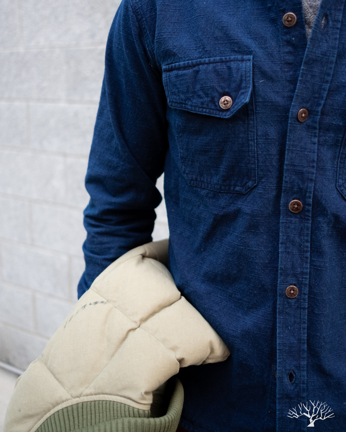 3sixteen for Withered Fig Natural Indigo Slub Canvas Crosscut Shirt