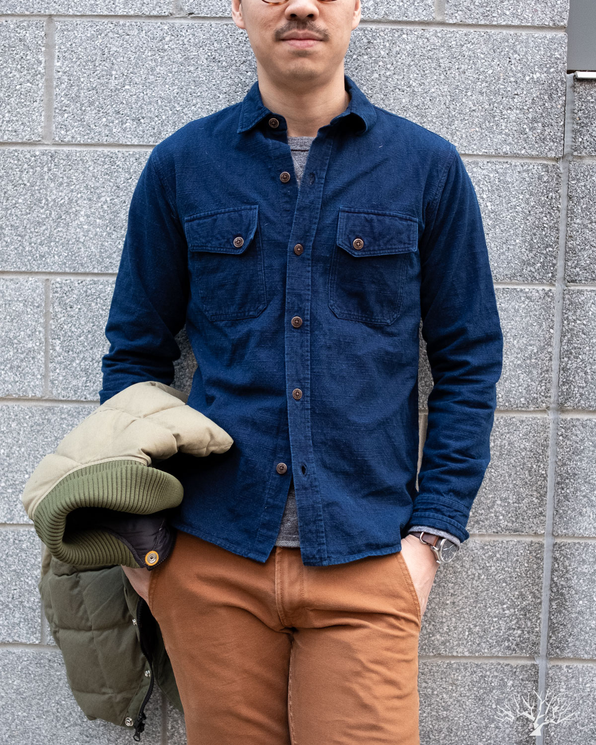 3sixteen for Withered Fig Natural Indigo Slub Canvas Crosscut Shirt