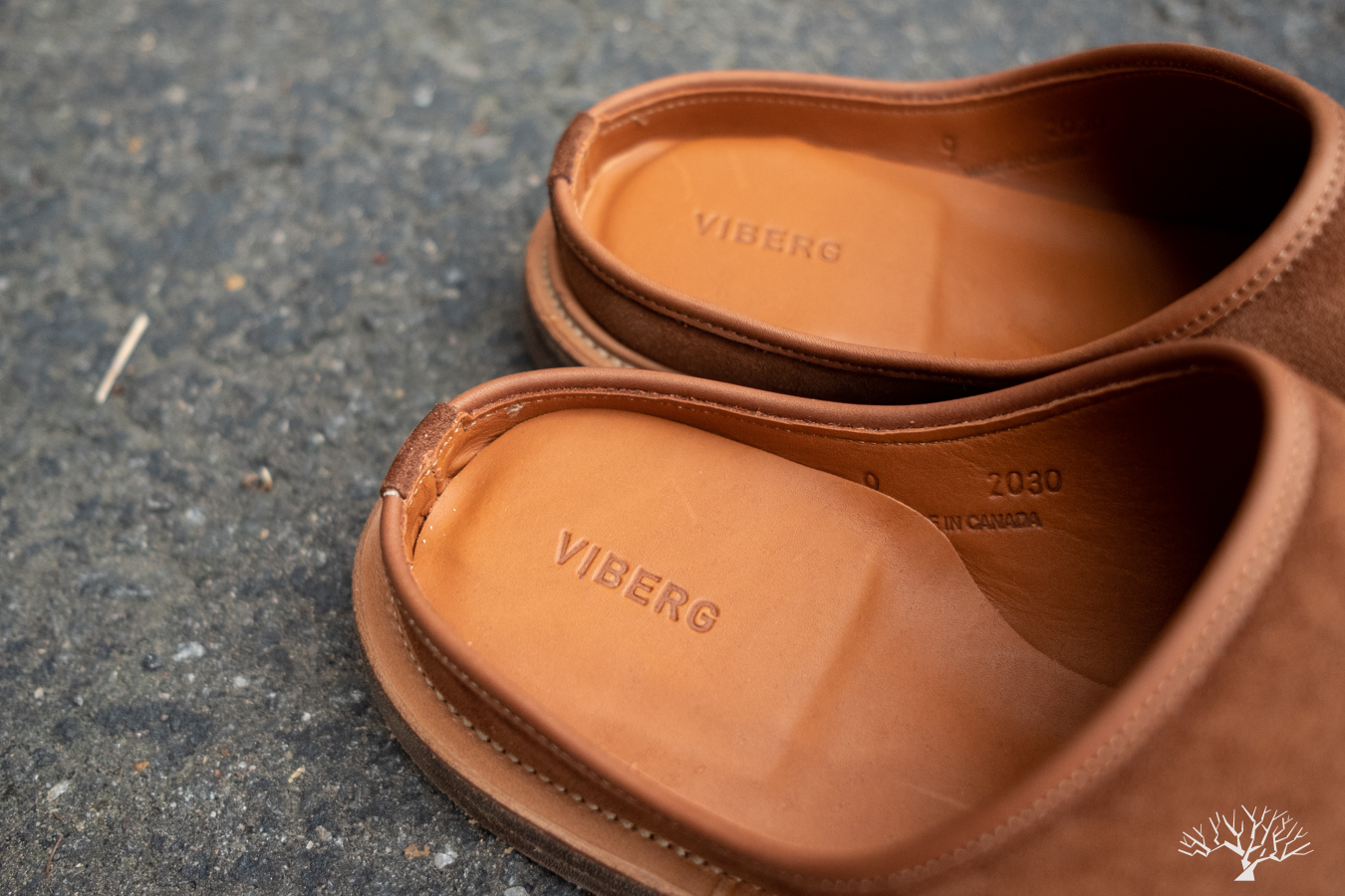 Viberg for Withered Fig Mule Chestnut Calf Suede