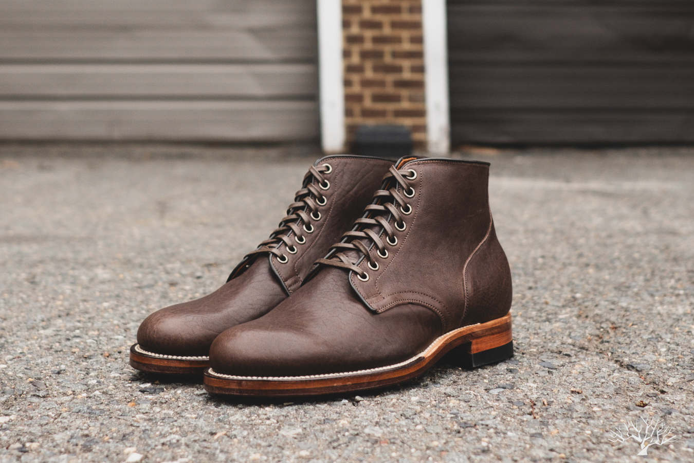 Viberg Horsehide Service Boot, Maryam Col. 1071 Washed Horsehide, Double Leather Sole
