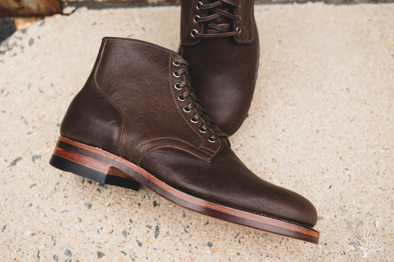 Viberg Horsehide Service Boot, Maryam Col. 1071 Washed Horsehide, Double Leather Sole