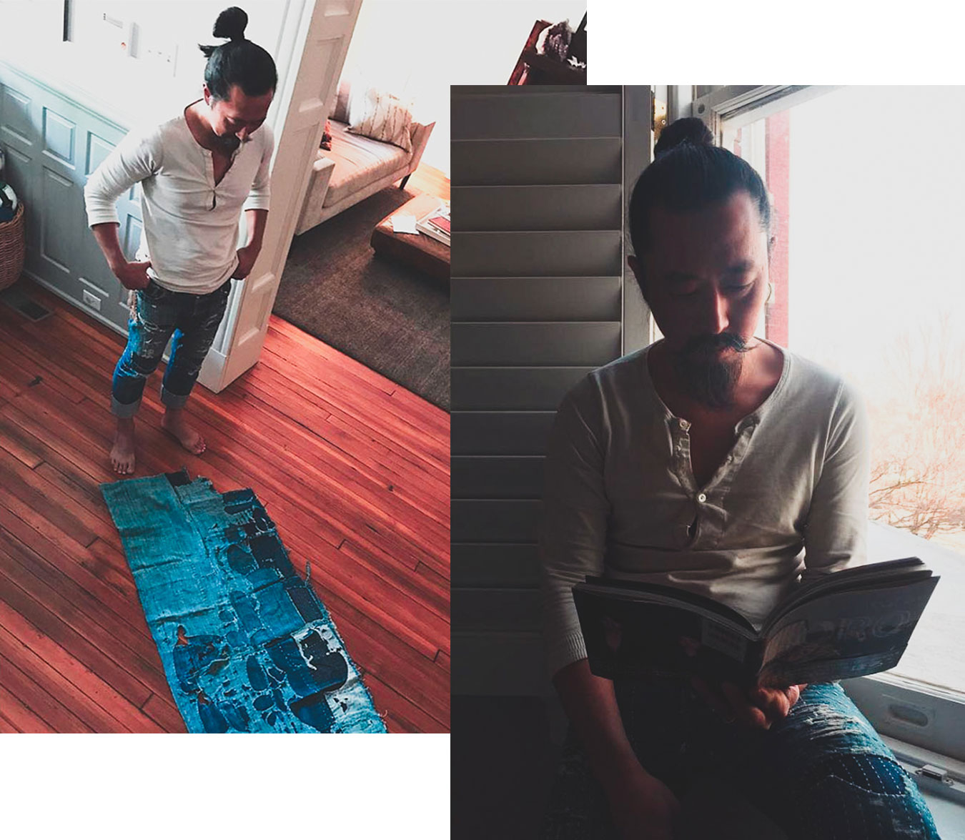 Matt Rho wearing Merz b. Schwanen 206 Henley - Nature