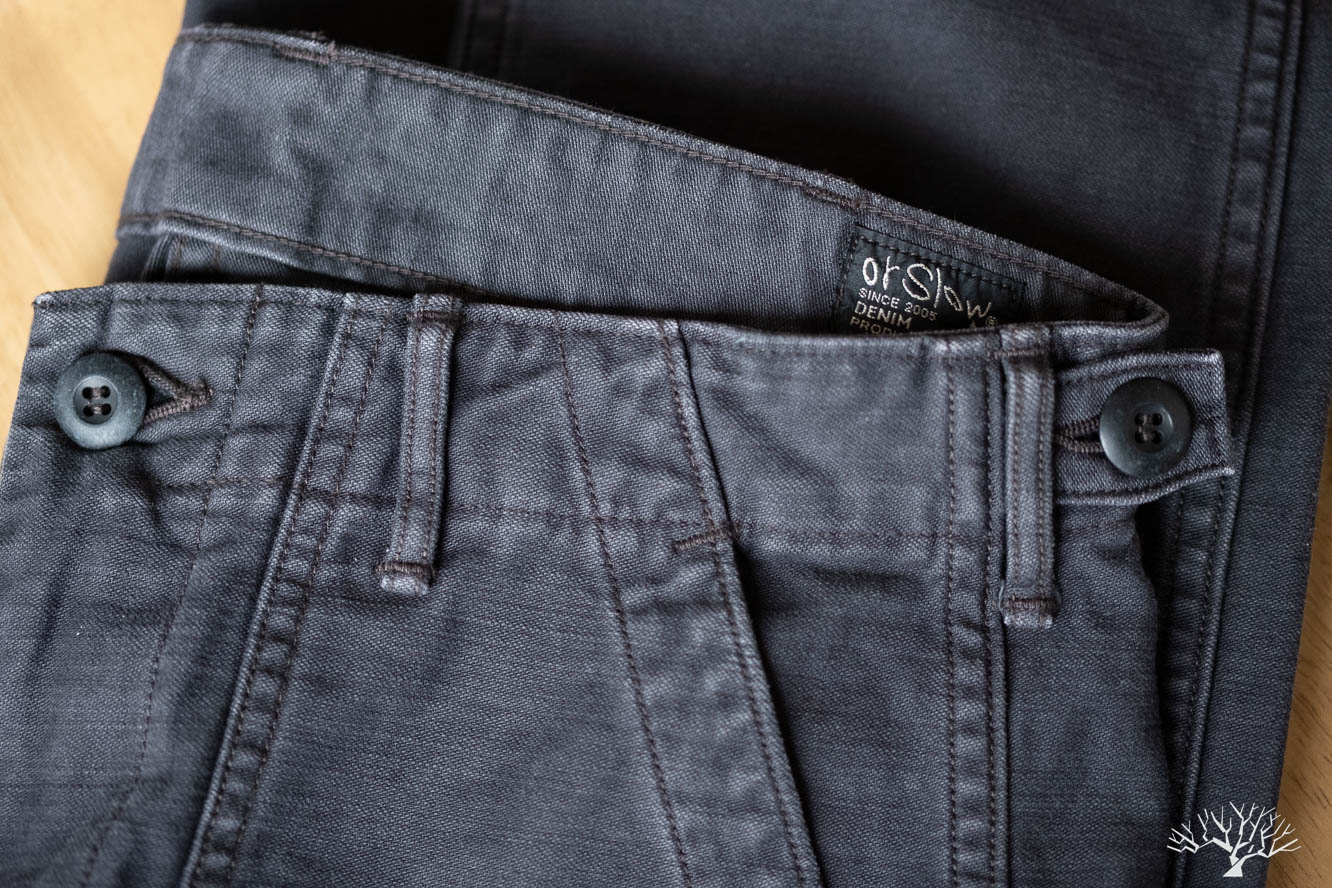 orSlow for Withered Fig Fatigue Pants Black Stone Fading