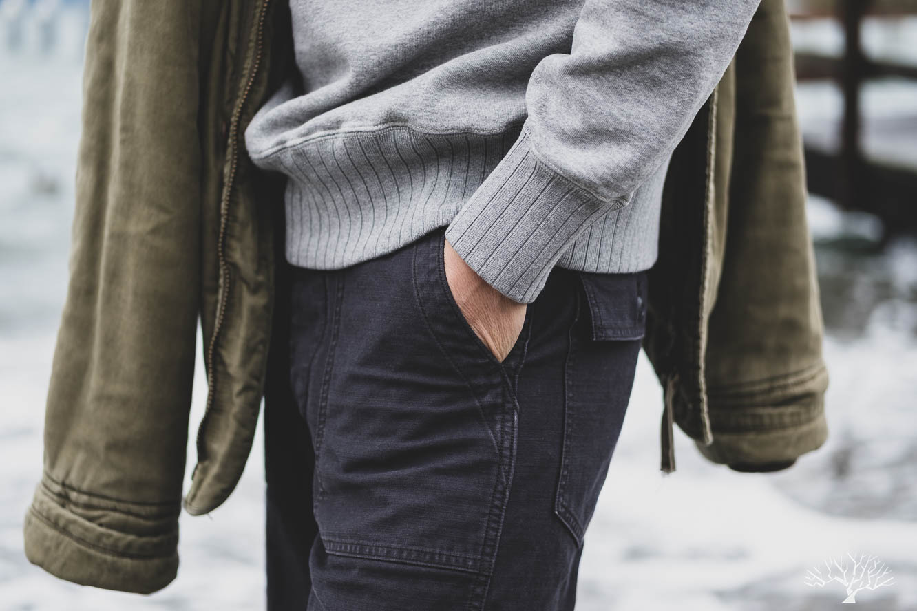 orSlow for Withered Fig Black Stone Fatigue Pants Model