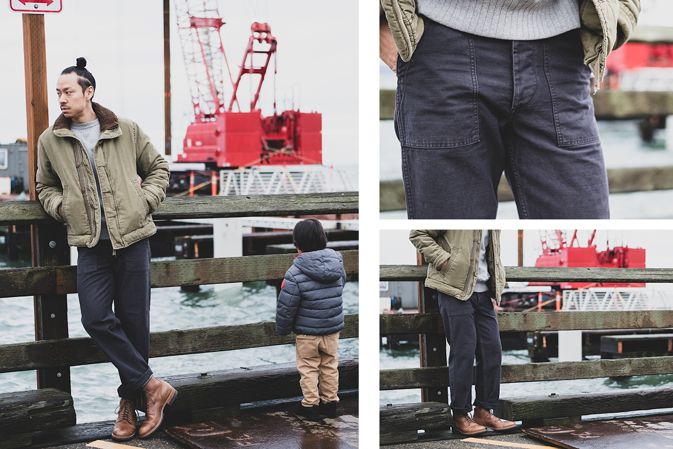 orSlow for Withered Fig Black Stone Fatigue Pants Model